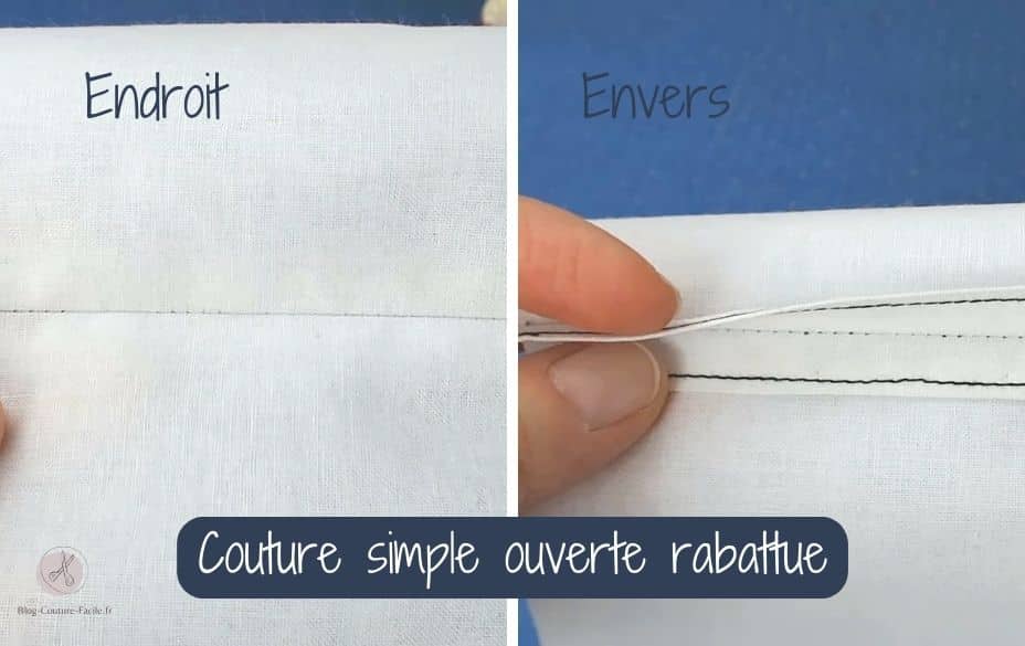 Couture simple ouverte rabattue