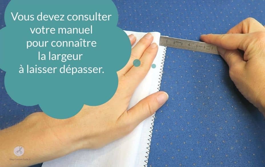 Marge 1 cm pour ourlet invisible machine