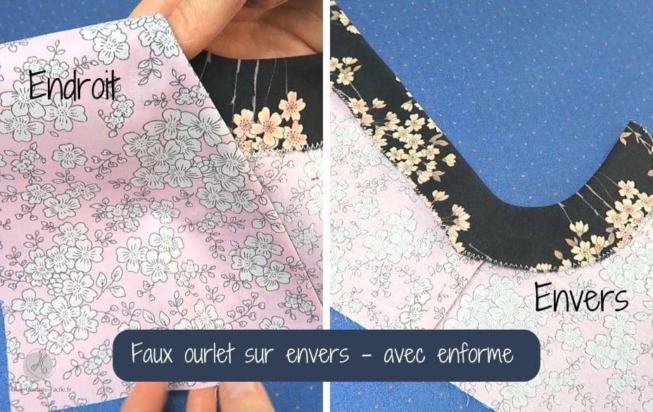 Faux ourlet avec enforme sur envers