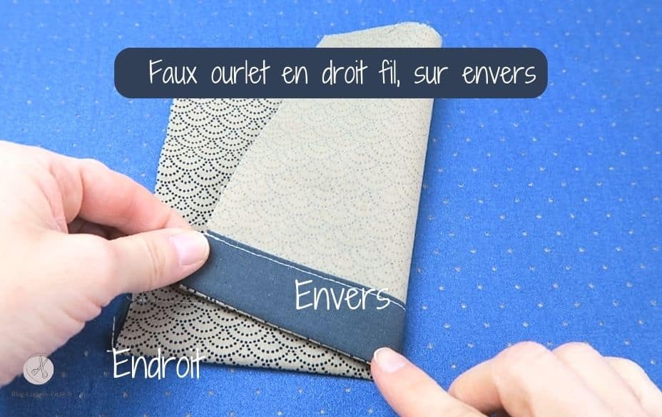 Faux ourlet en droit fil sur envers