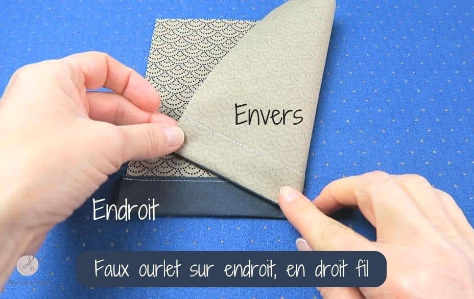 Faux ourlet sur endroit en droit fil