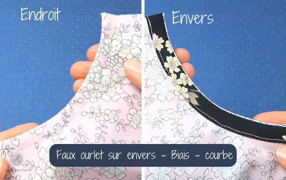 Faux ourlet sur envers biais courbe