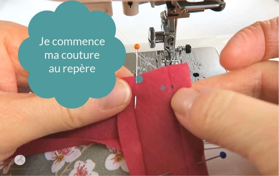 Commencer pli du creux en sécurisant la couture