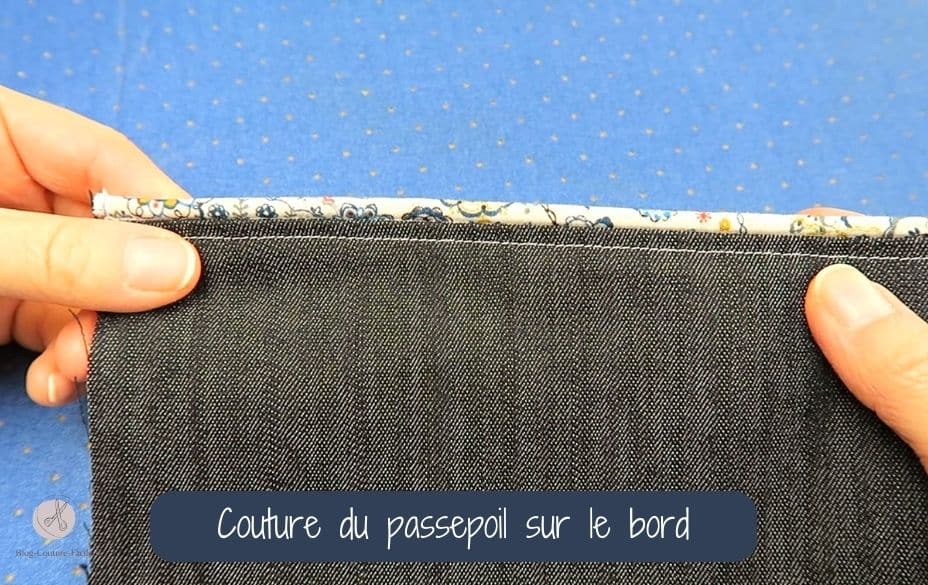 Couture du passepoil sur le bord du tissu