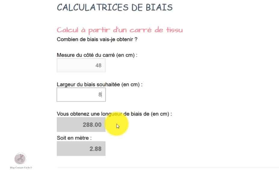 Exemple calculatrice de biais