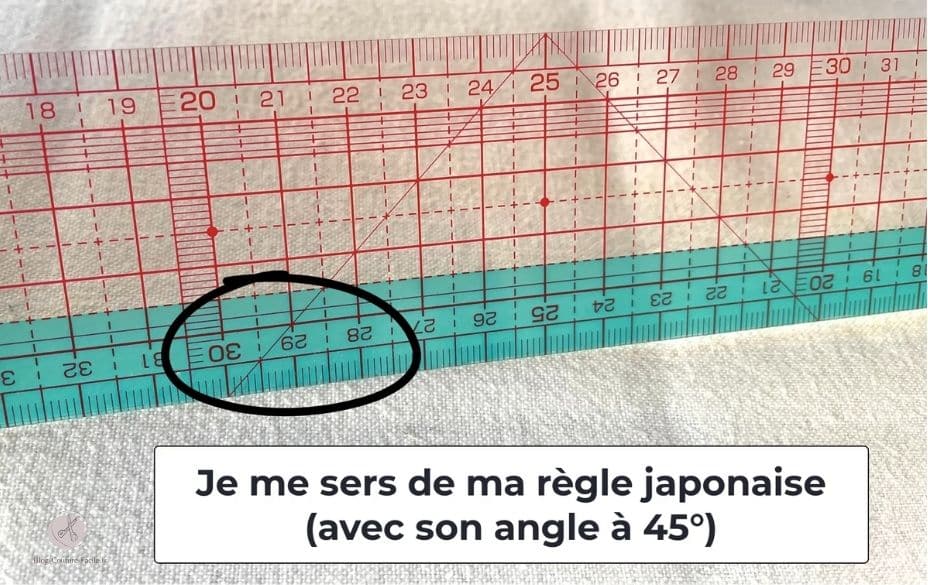 Règle japonaise angle 45